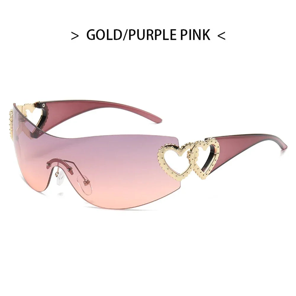 Woman's wide lens Sunglasses  with heart shaped hinges