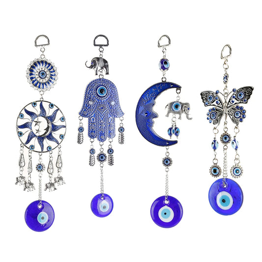 Turkish Blue Evil Eye Home Decor Wall Hanging Pendant with Hand of Fatima