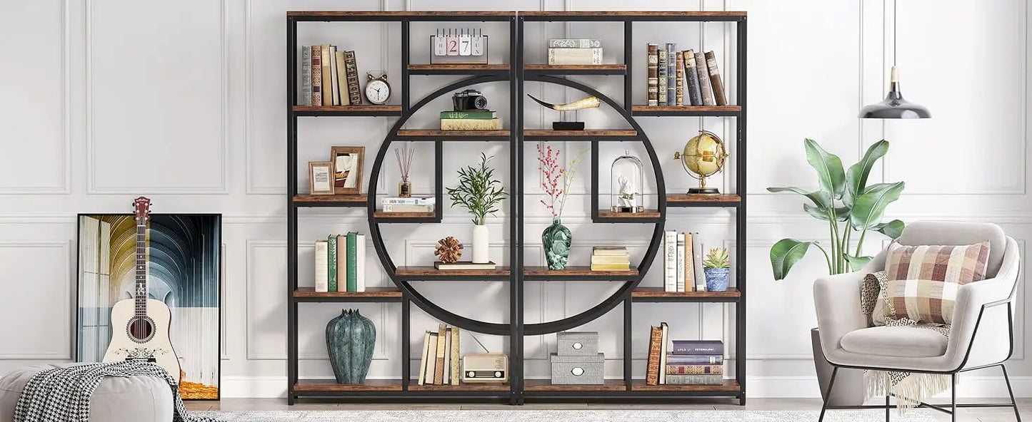 Bookshelf Industrial 5 Tier Etagere, Freestanding Tall Bookshelves Display  with 9-Open Storage Shelf, Bookcases