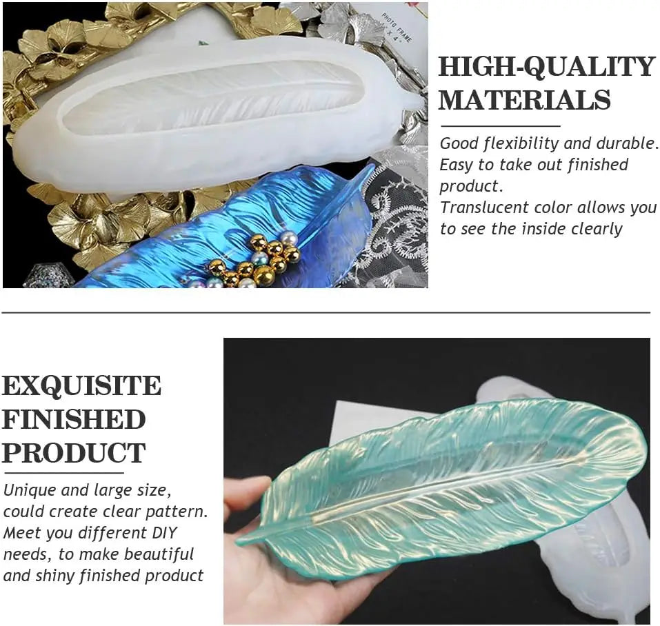 Silicone Feather Shaped Mold -Epoxy Resin Casting Mold for Making Jewelry