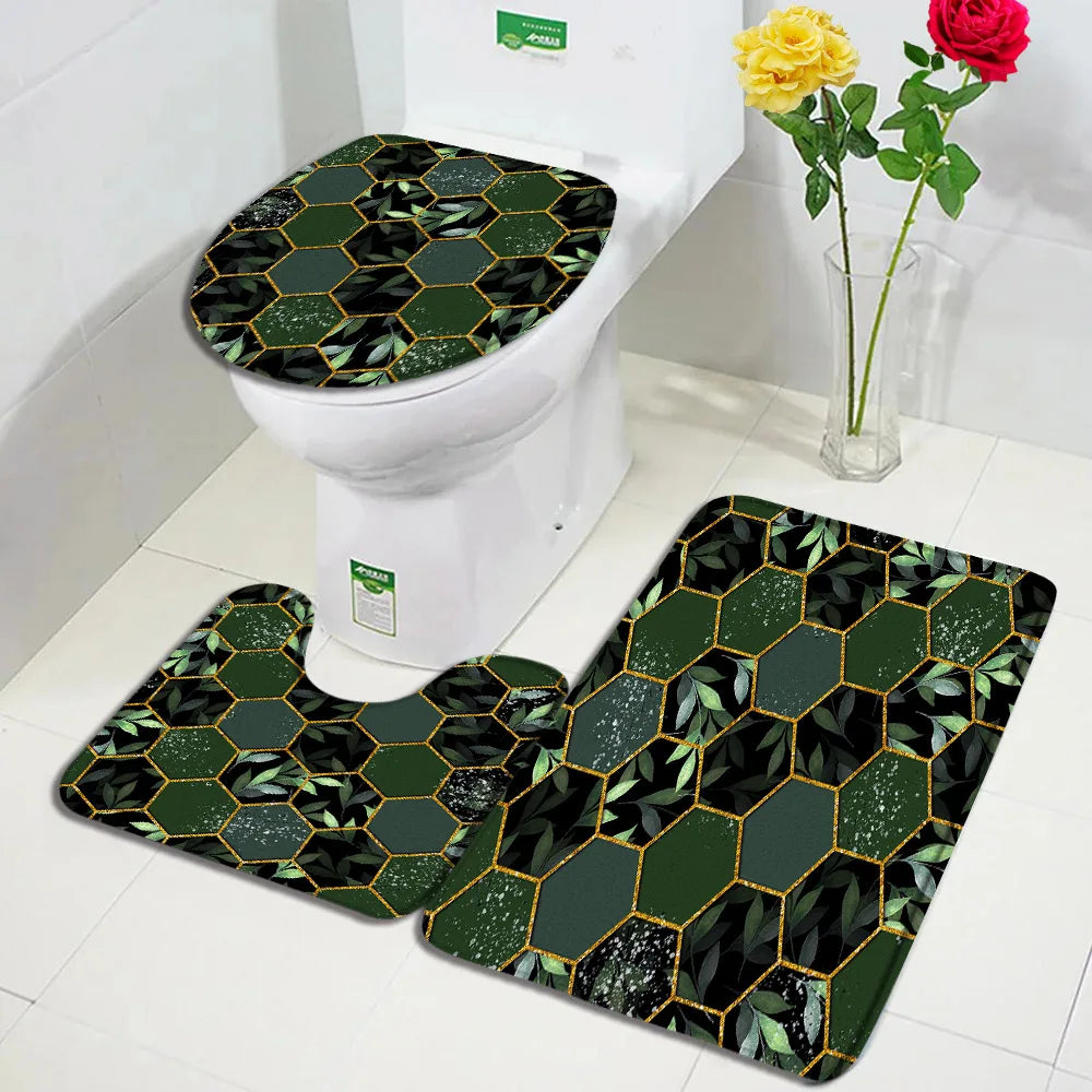 Juego de 1 a 3 alfombrillas de baño antideslizantes con diseño de mármol abstracto, alfombras y tapa de inodoro