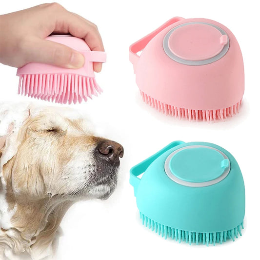 Silicone Pet Shampoo  Massage Brush Massage  With Shampoo Storage