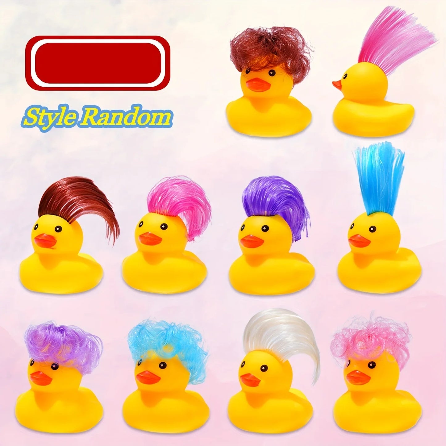 20pcs Rubber Ducks with Wigs Bath Toys