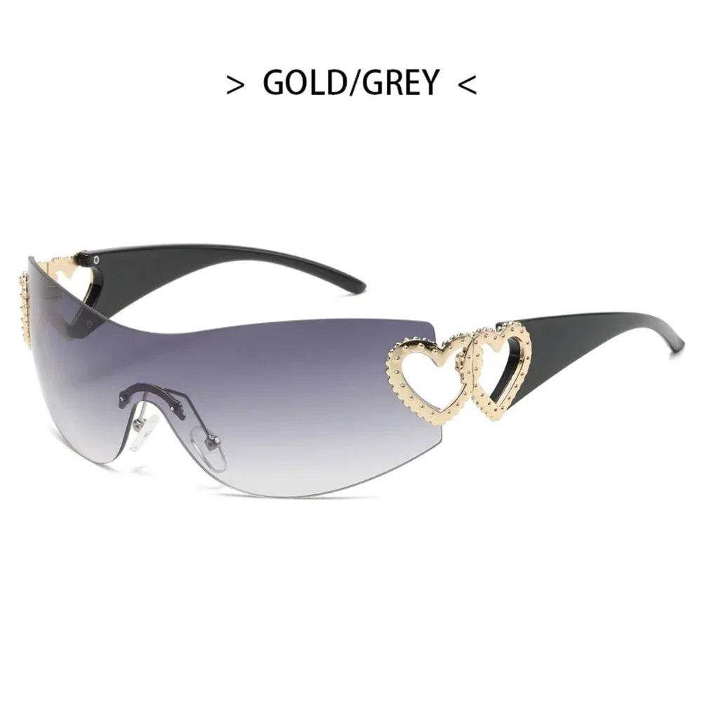 Woman's wide lens Sunglasses  with heart shaped hinges