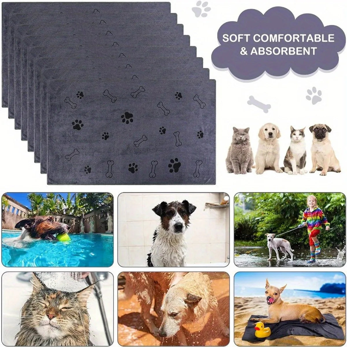 1pc Absorbent Dog Towel