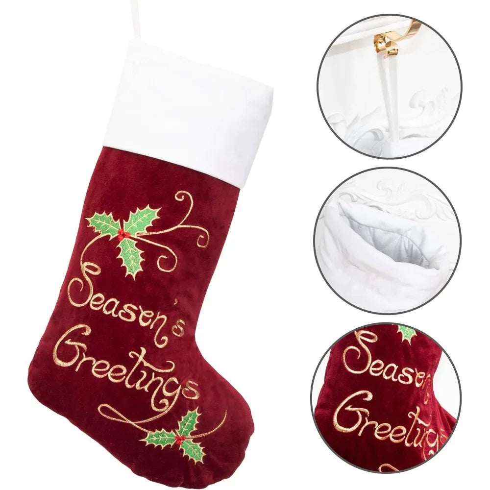 6 Pack Christmas Stockings for Family -Large Luxury Velvet with Quilted Lining