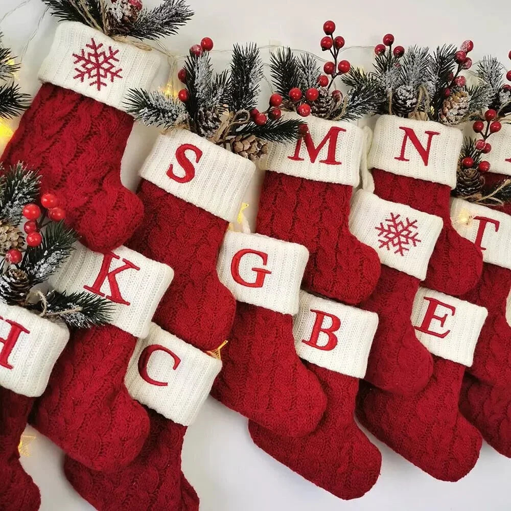 Snowflake Letter Christmas Stocking