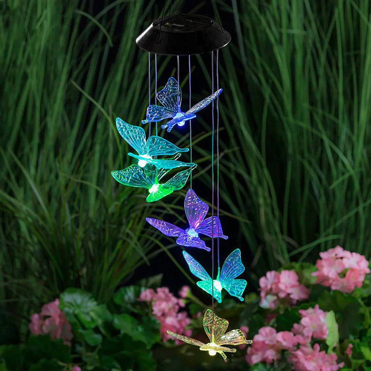 Color Changing Solar Butterfly Wind Chimes