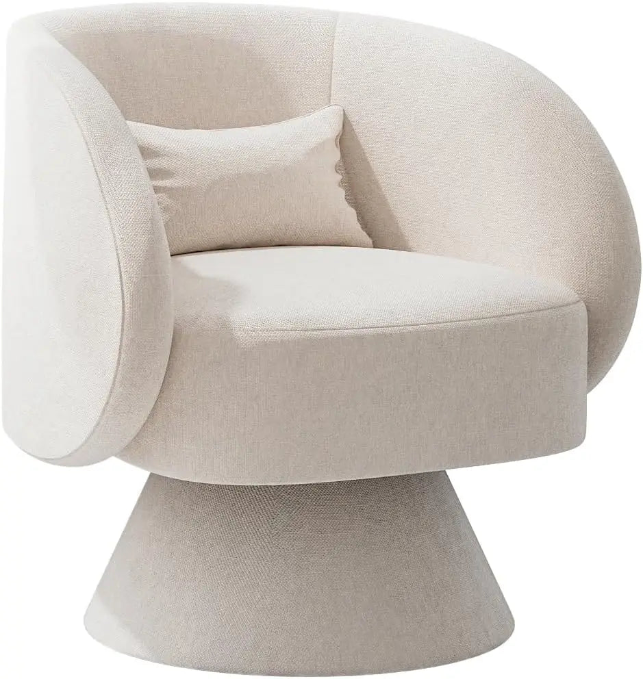 Set of 2 Upholstered Swivel Barrel Accent Chair - 360 Degree Swivel