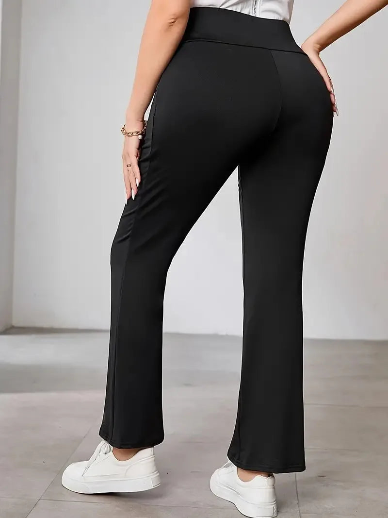 Plus Size High Waist Flare Black Office pants