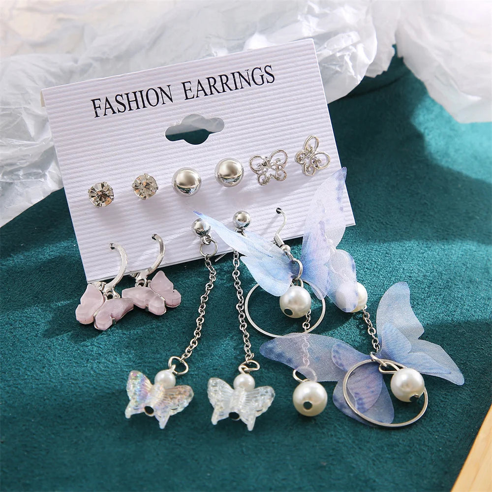 Butterfly Dangle Earrings Set