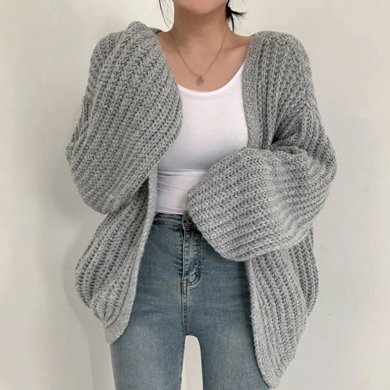 Women's 1 size V Neck Knitted Cardigan