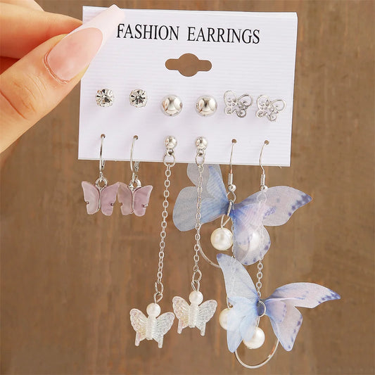 Butterfly Dangle Earrings Set