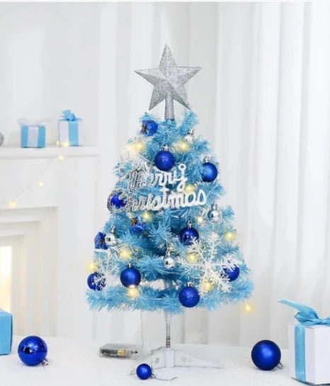 45/60cm- Mini Blue Christmas Tree With lights & Ornaments