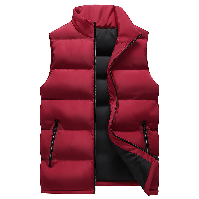 Men's Collar Down Oversized Sleeveless Vest with Zipper