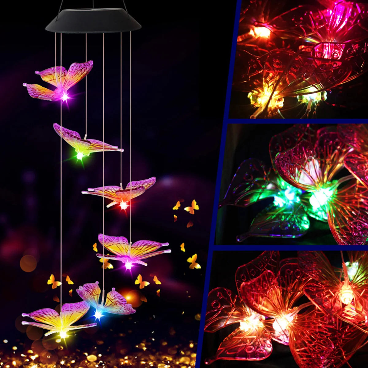 Color Changing Solar Butterfly Wind Chimes