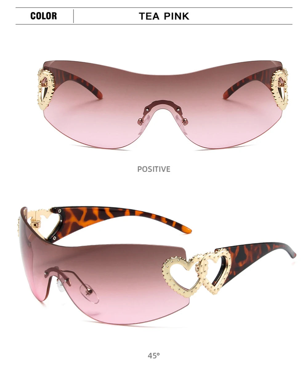 Woman's wide lens Sunglasses  with heart shaped hinges