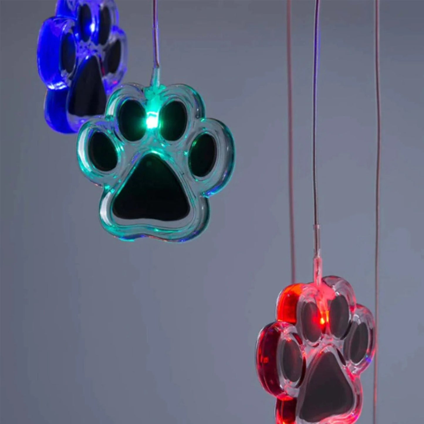 Unique Pawprint Solar LED Wind Chimes