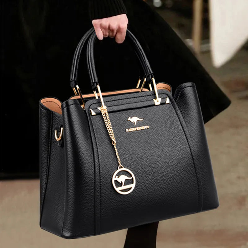 Women Soft Leather Luxury 3 Layers Shoulder Crossbody Tote Bag