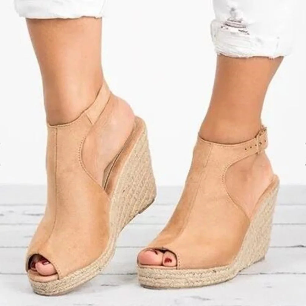 Women's Straw Slope Wedge Roman Sandals