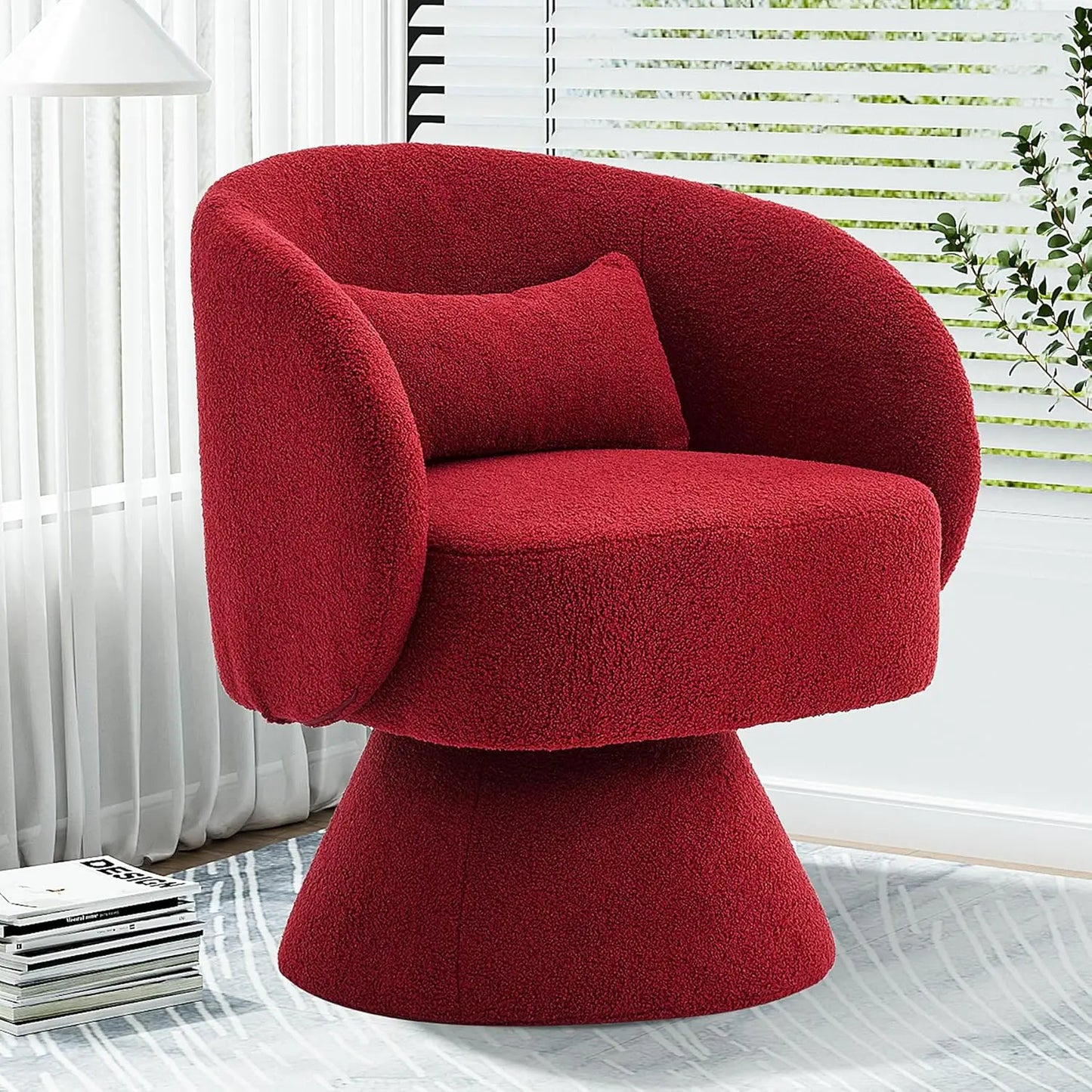 Set of 2 Upholstered Swivel Barrel Accent Chair - 360 Degree Swivel