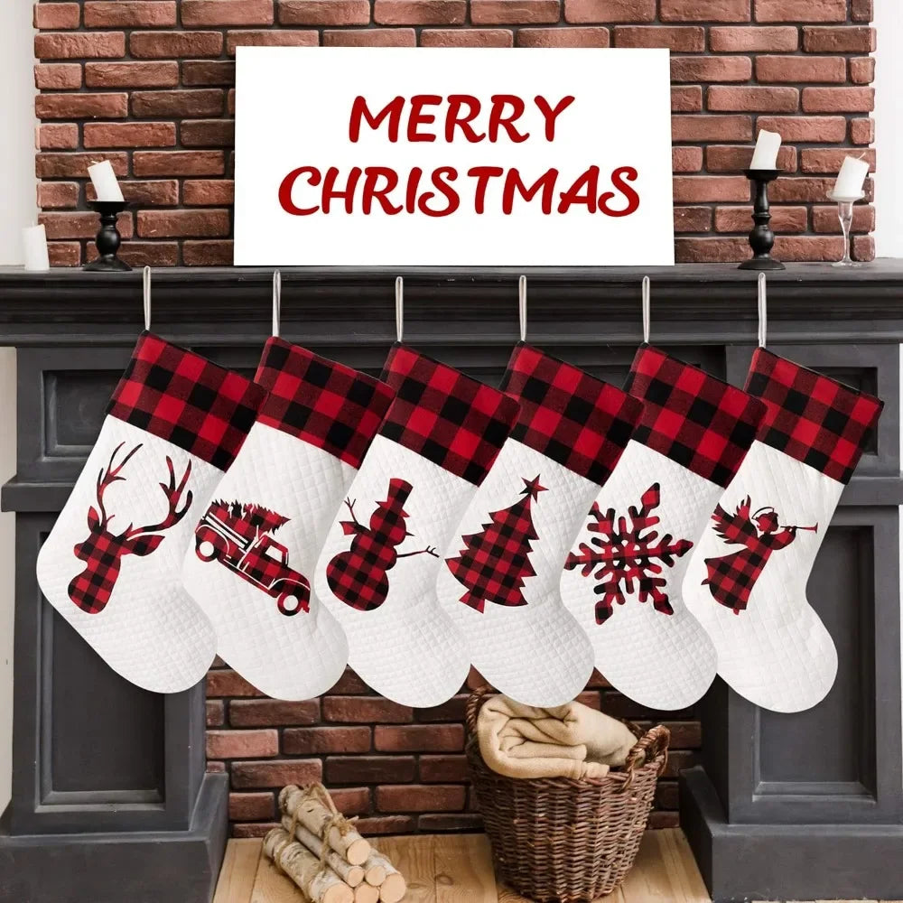 Set of 8 Hanging Xmas Stockings