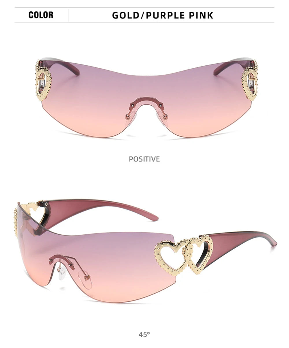 Woman's wide lens Sunglasses  with heart shaped hinges