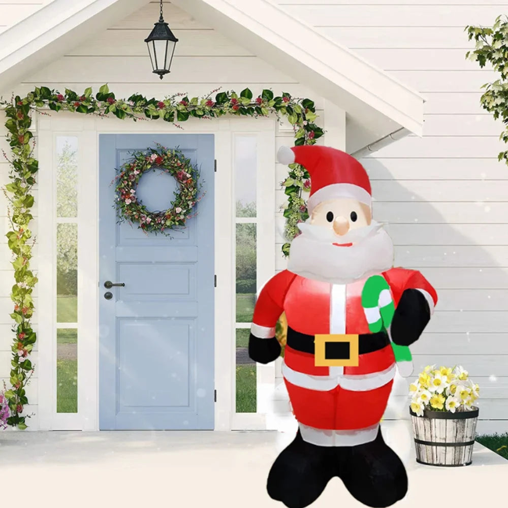 4/FT Christmas Inflatable Santa Claus Takes Candy With LED Lights Outdoor Party Supplies Christmas Decoration Garden Arrangement