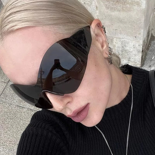 Oversized Luxury One Piece Rimless Sunglasses UV400