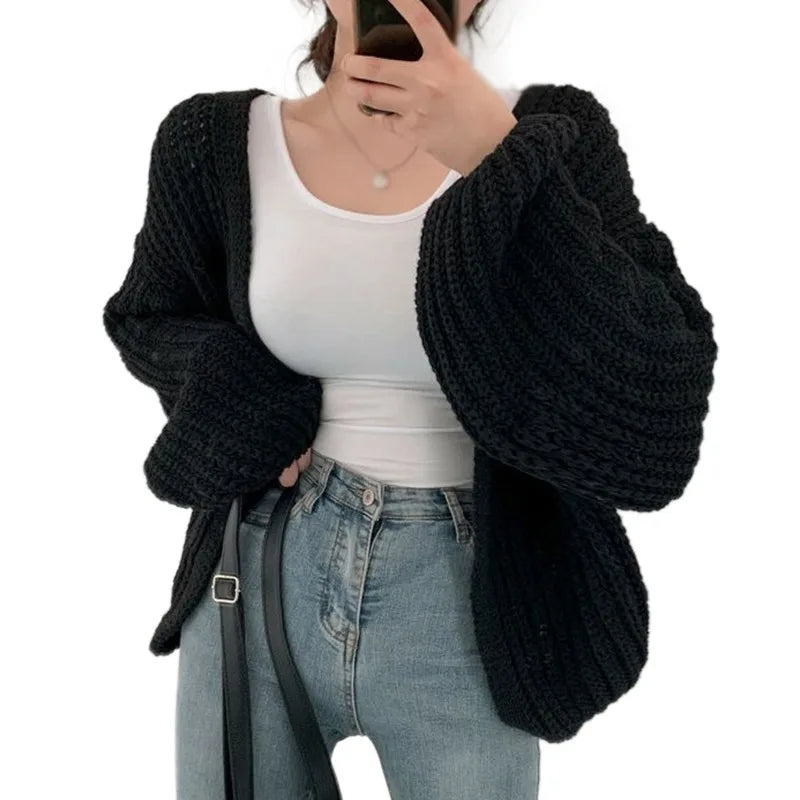 Women's 1 size V Neck Knitted Cardigan