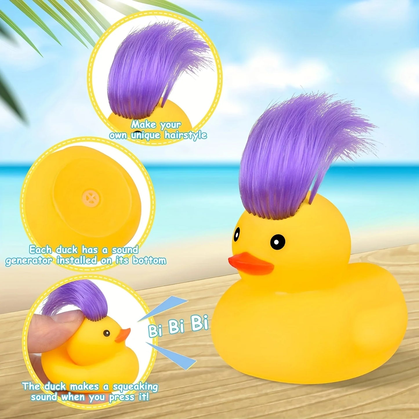 20pcs Rubber Ducks with Wigs Bath Toys