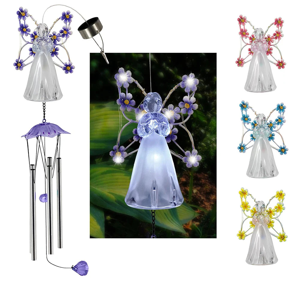 LED Solar Angel Wind Chime with  Intelligent Control