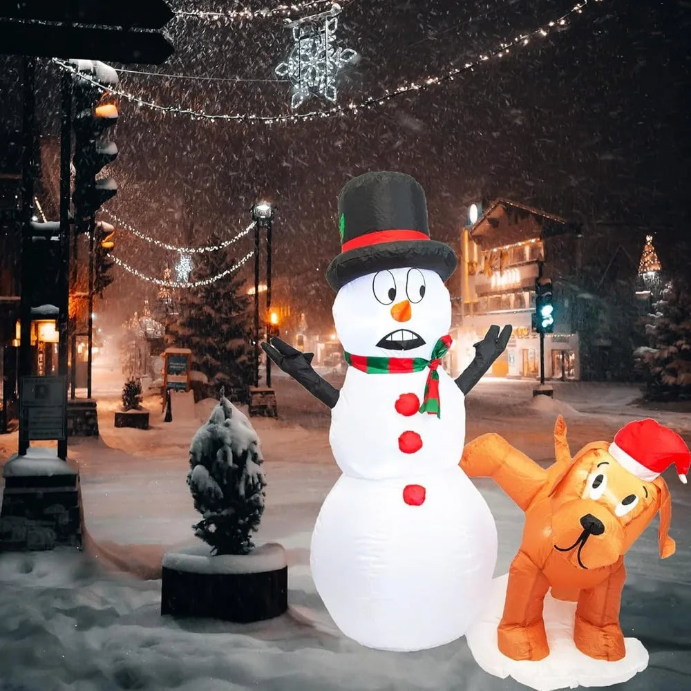 4 FT Yard Inflatable- Snowman with Peeing Dog