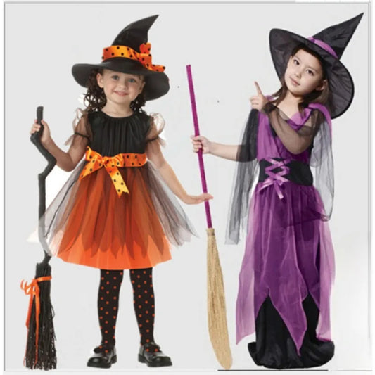 Children's Halloween- Witch with hat and broom