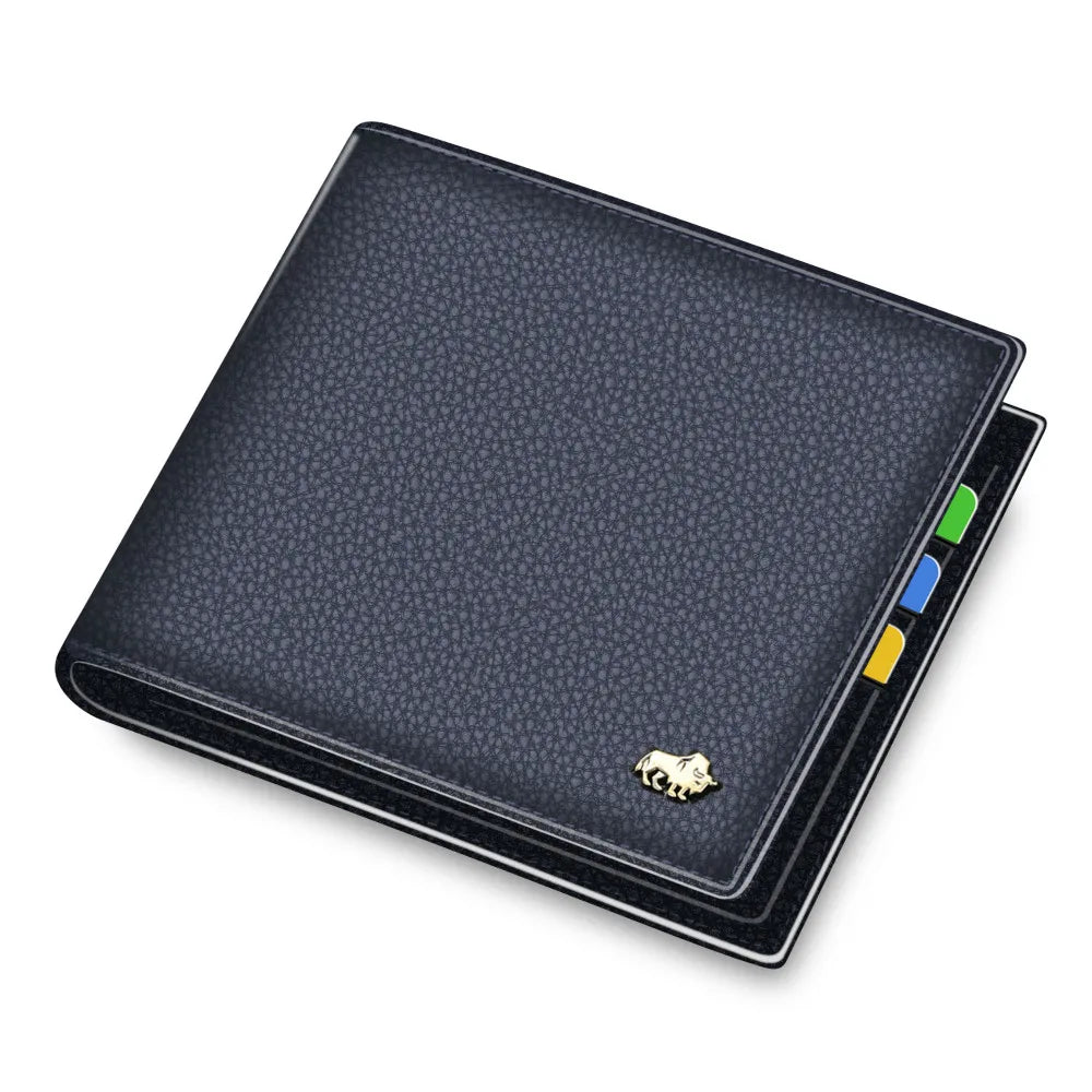 Men's Genuine Leather Wallets - RFID Bifold Wallet with Zipper Coin area