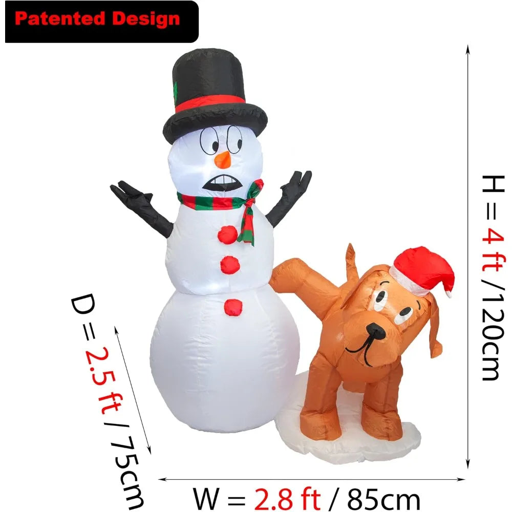 4 FT Yard Inflatable- Snowman with Peeing Dog