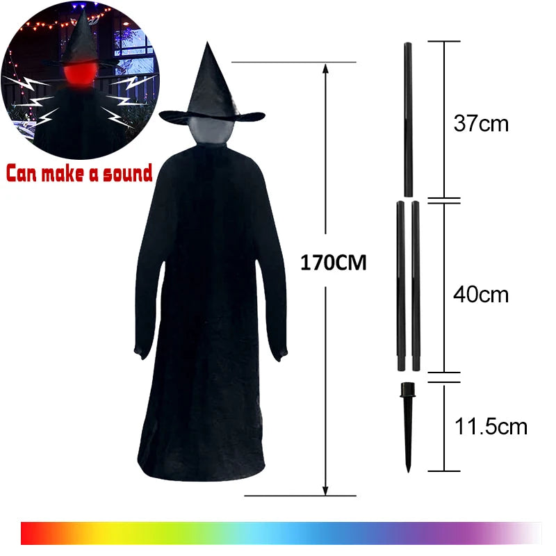 1-3Pcs - Large Outdoor Light Up Glowing Witch Decoration- Sound Activated