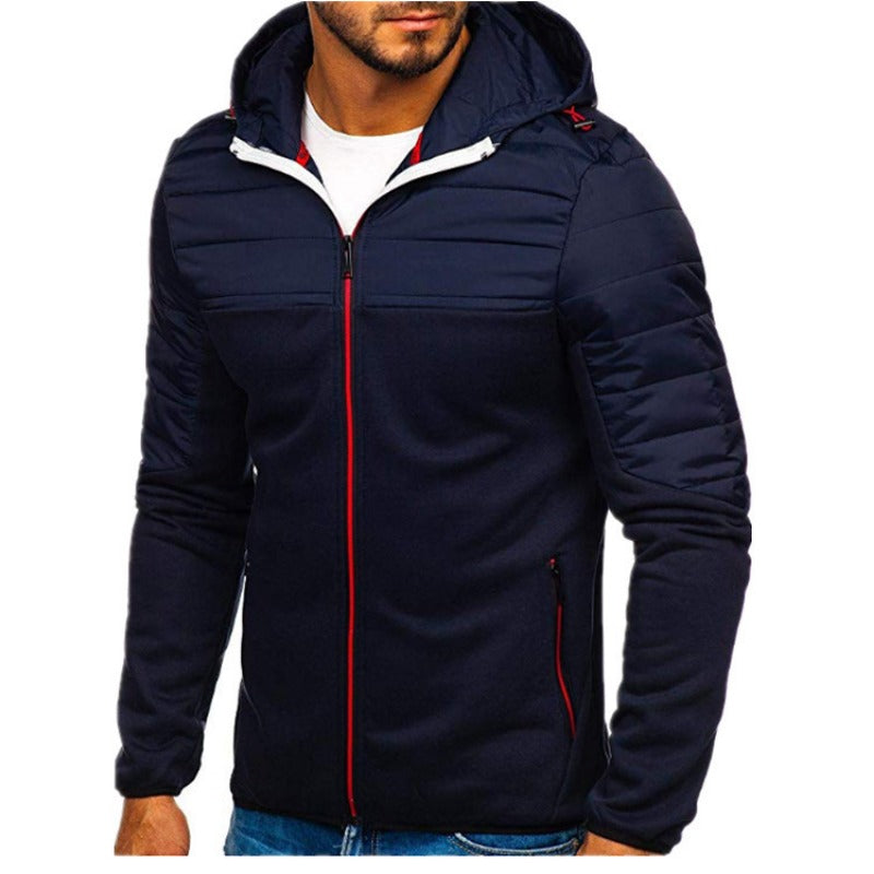 Chaqueta con capucha para hombre con bolsillos con cremallera