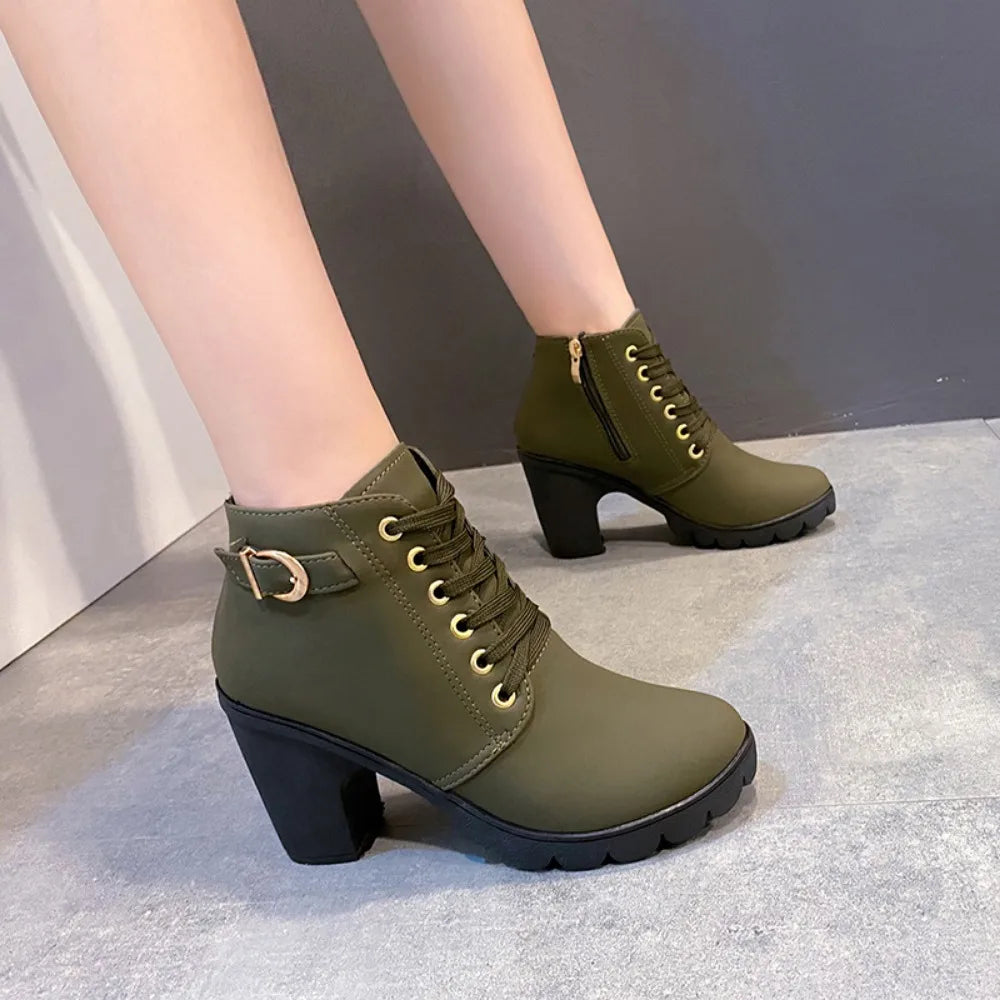 Women's Lace-up High Heels Boots