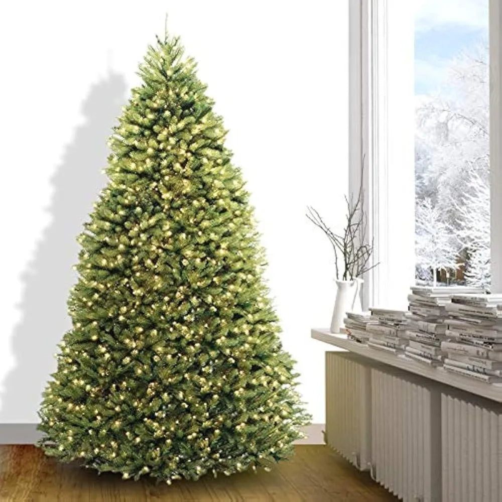 8 Ft Pre-lit Artificial  Christmas Tree w/ 750 Warm White Light, & Metal Foldable Stand