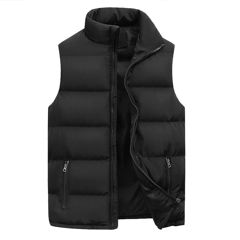 Men's Collar Down Oversized Sleeveless Vest with Zipper