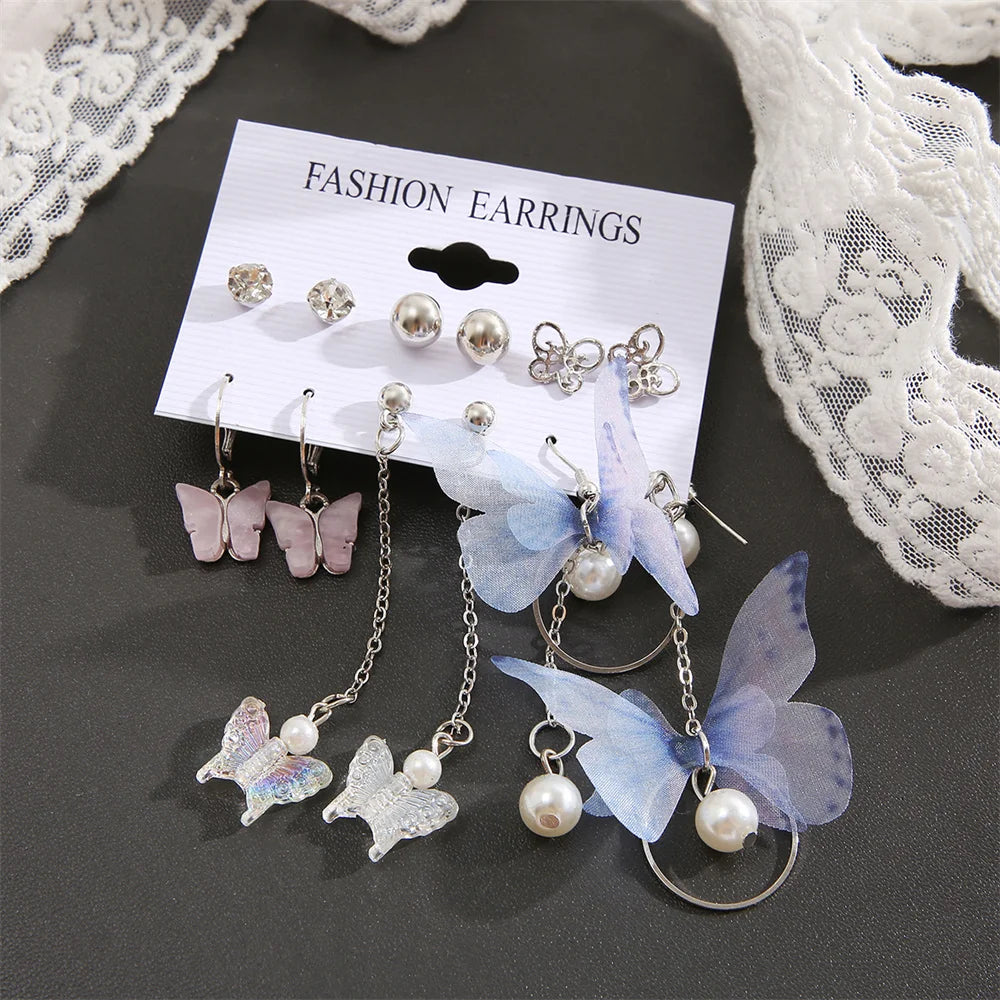 Butterfly Dangle Earrings Set