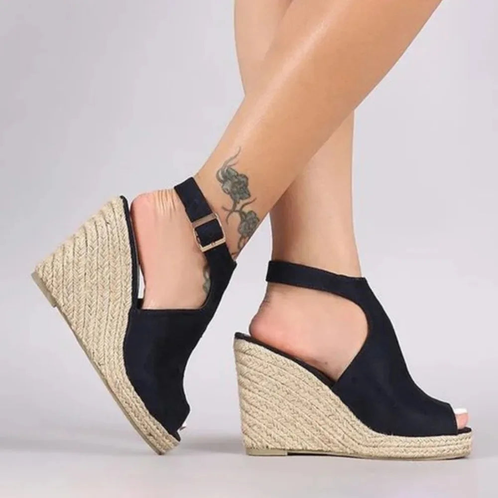 Women's Straw Slope Wedge Roman Sandals