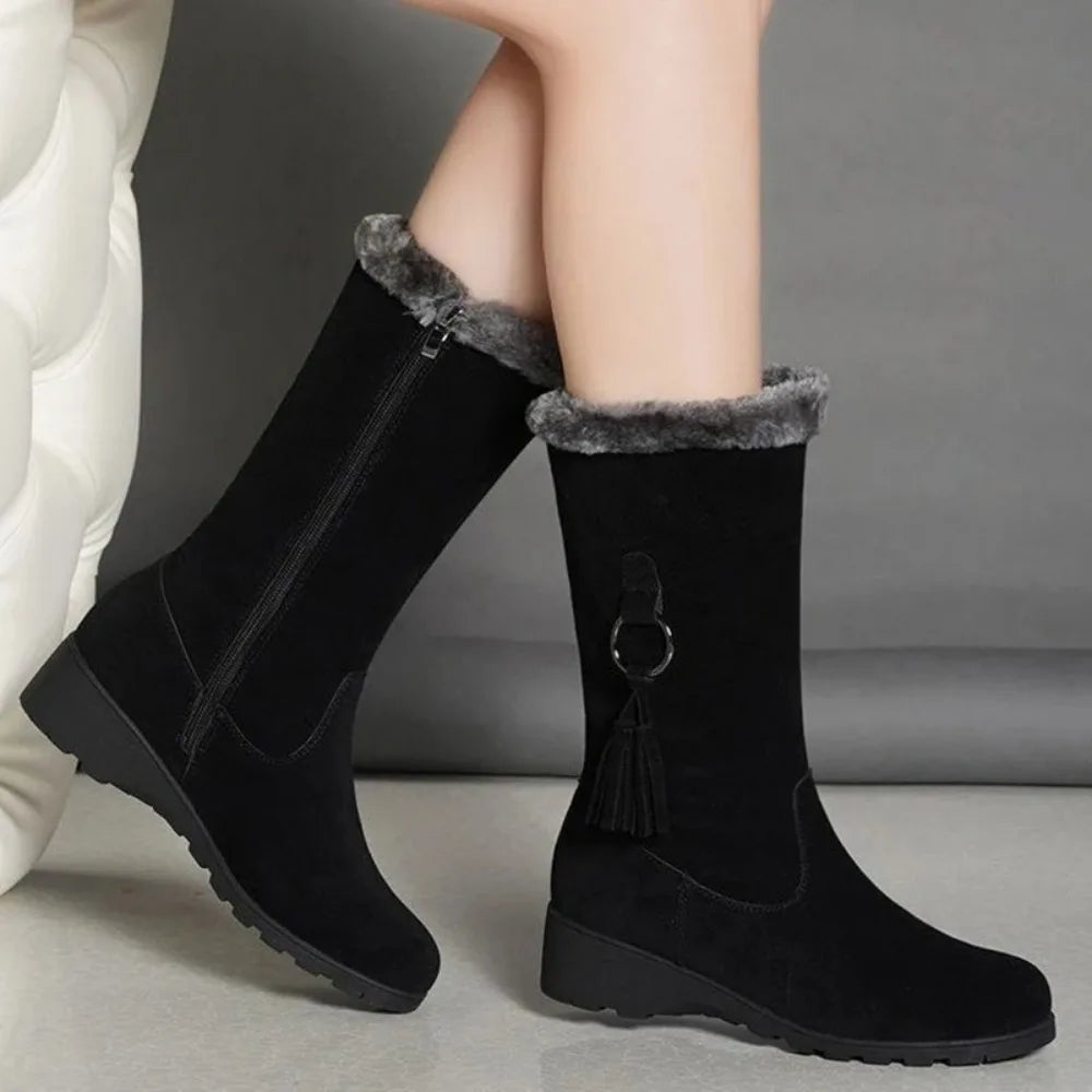 Women's  Non-slip  Thick Plush Snow Boots with Zipper