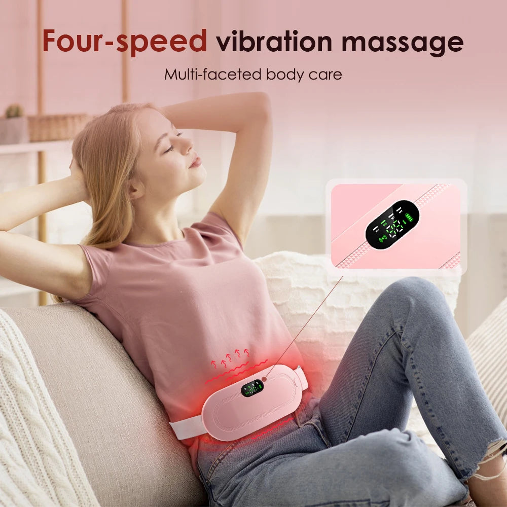 Electric Cramp Massager- Vibrating Heating Pad Belt for Menstrual Relief