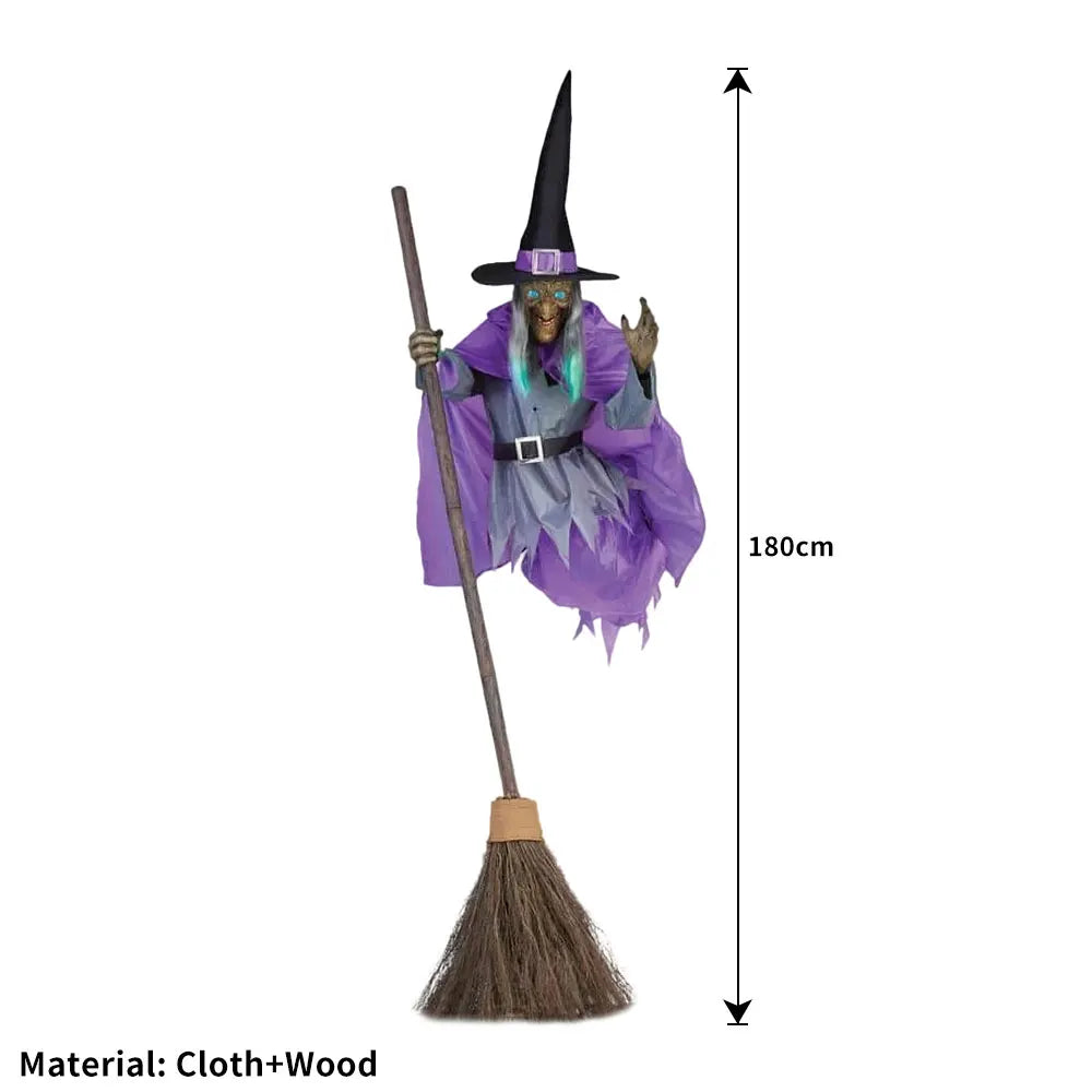 6 Foot Flying Witch Halloween Decoration- Makes Terrifying Sounds and Lights up