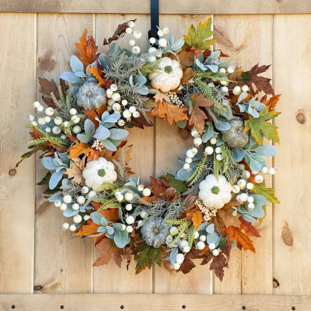 Autumn White Pumpkin Door Wreath