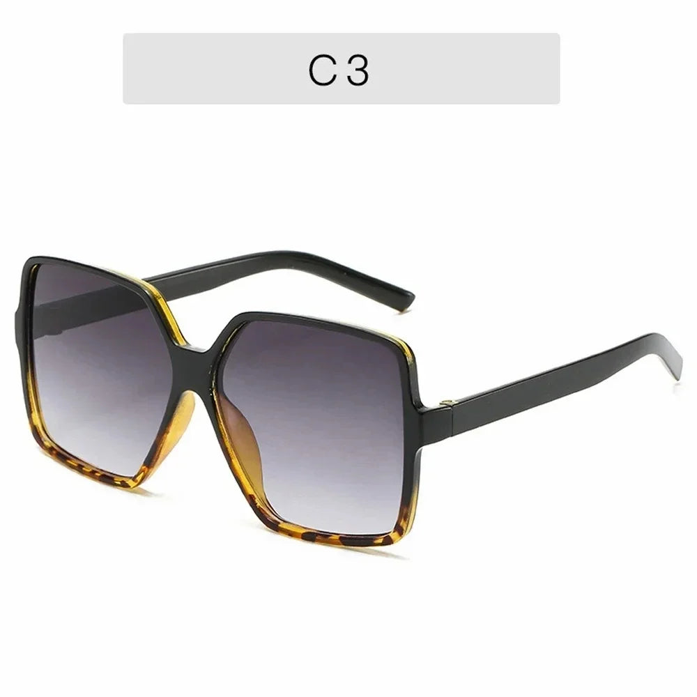 Women's Big Frame Black Square Oversized Sunglasses