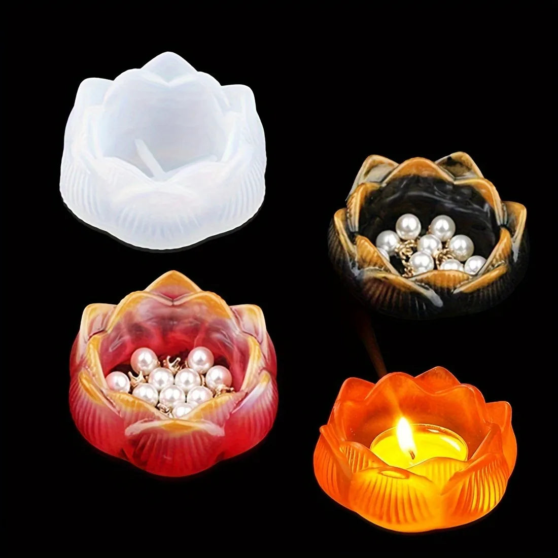 1pc -DIY Lotus Flower Silicone Resin Molds - Candle Making