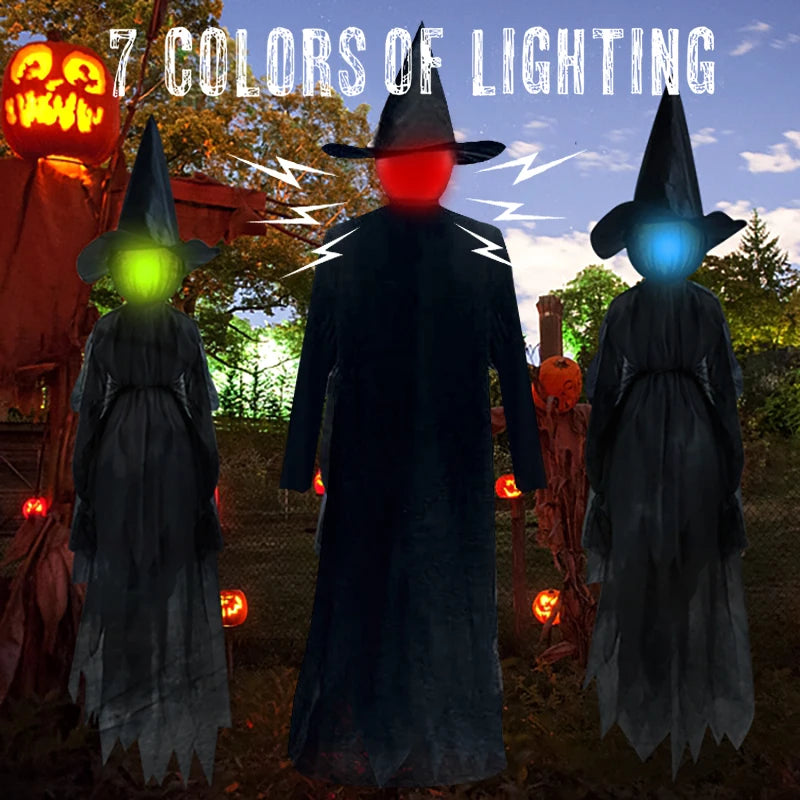 1-3Pcs - Large Outdoor Light Up Glowing Witch Decoration- Sound Activated